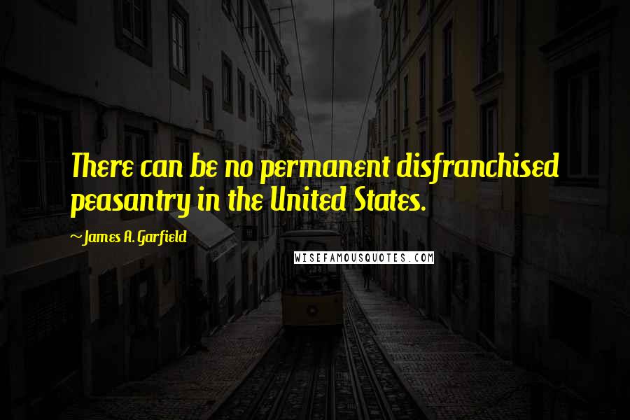 James A. Garfield Quotes: There can be no permanent disfranchised peasantry in the United States.