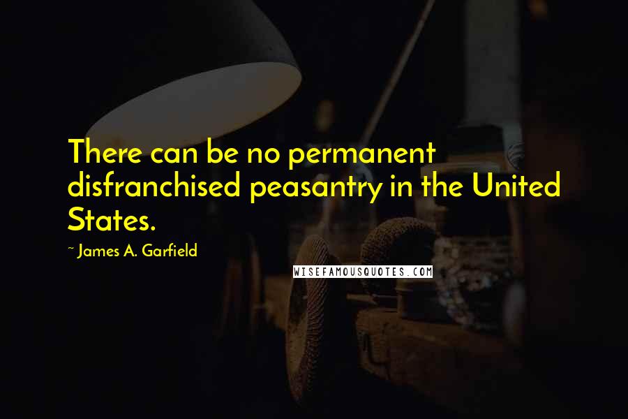 James A. Garfield Quotes: There can be no permanent disfranchised peasantry in the United States.