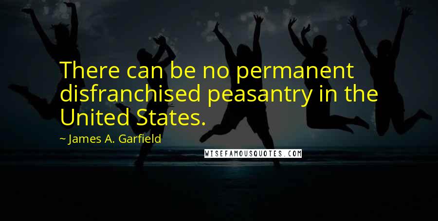 James A. Garfield Quotes: There can be no permanent disfranchised peasantry in the United States.