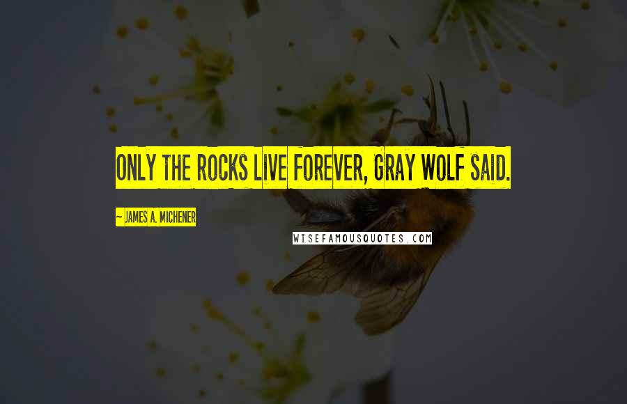 James A. Michener Quotes: Only the rocks live forever, Gray Wolf said.