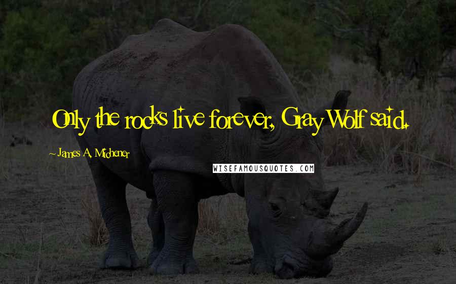 James A. Michener Quotes: Only the rocks live forever, Gray Wolf said.