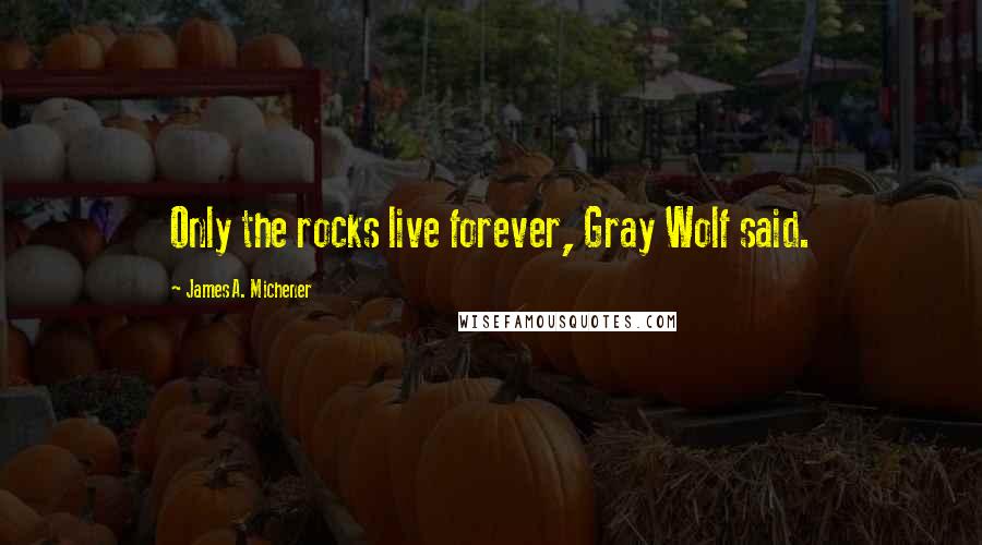 James A. Michener Quotes: Only the rocks live forever, Gray Wolf said.