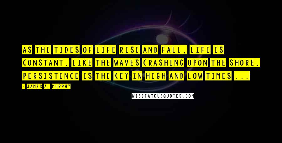 James A. Murphy Quotes: As the tides of life rise and fall, life is constant, like the waves crashing upon the shore. Persistence is the key in high and low times ...