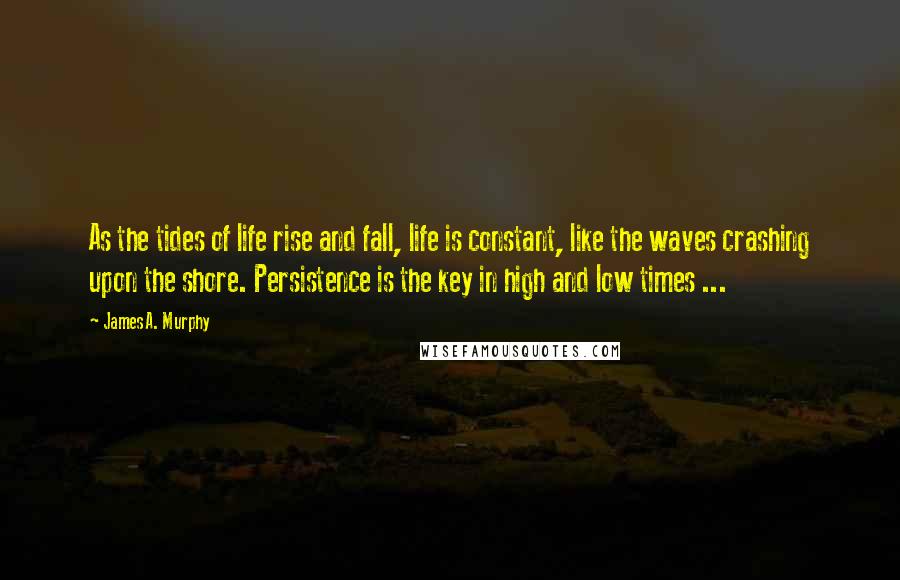James A. Murphy Quotes: As the tides of life rise and fall, life is constant, like the waves crashing upon the shore. Persistence is the key in high and low times ...