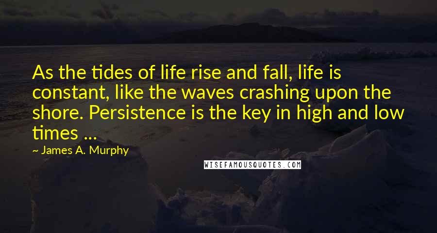 James A. Murphy Quotes: As the tides of life rise and fall, life is constant, like the waves crashing upon the shore. Persistence is the key in high and low times ...