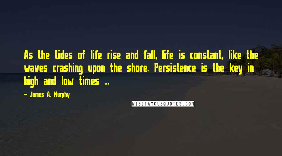 James A. Murphy Quotes: As the tides of life rise and fall, life is constant, like the waves crashing upon the shore. Persistence is the key in high and low times ...