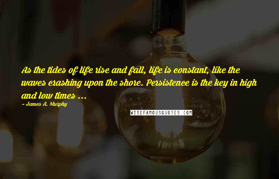 James A. Murphy Quotes: As the tides of life rise and fall, life is constant, like the waves crashing upon the shore. Persistence is the key in high and low times ...