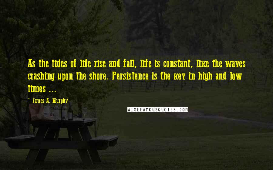 James A. Murphy Quotes: As the tides of life rise and fall, life is constant, like the waves crashing upon the shore. Persistence is the key in high and low times ...