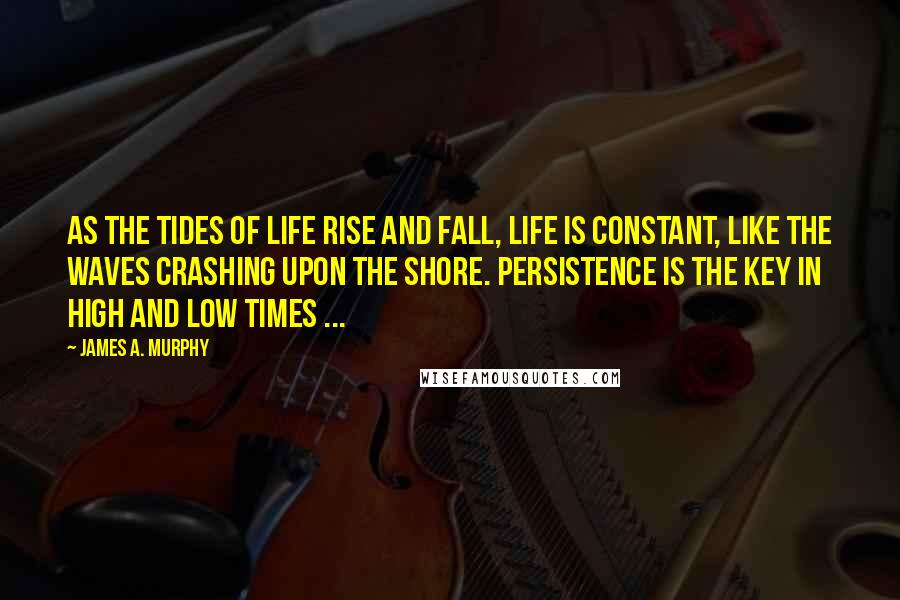 James A. Murphy Quotes: As the tides of life rise and fall, life is constant, like the waves crashing upon the shore. Persistence is the key in high and low times ...