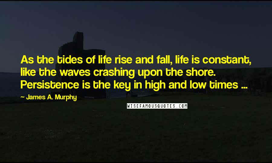 James A. Murphy Quotes: As the tides of life rise and fall, life is constant, like the waves crashing upon the shore. Persistence is the key in high and low times ...