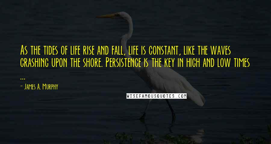 James A. Murphy Quotes: As the tides of life rise and fall, life is constant, like the waves crashing upon the shore. Persistence is the key in high and low times ...