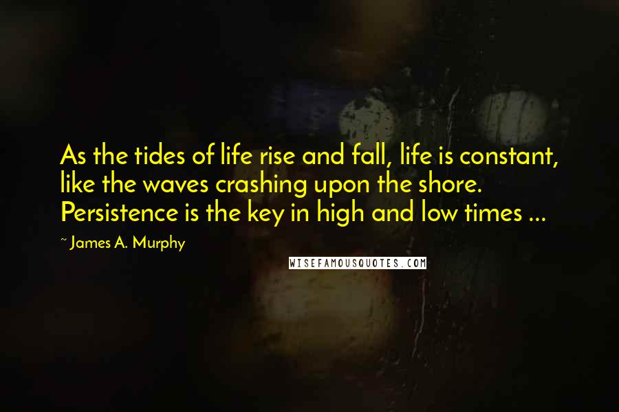 James A. Murphy Quotes: As the tides of life rise and fall, life is constant, like the waves crashing upon the shore. Persistence is the key in high and low times ...