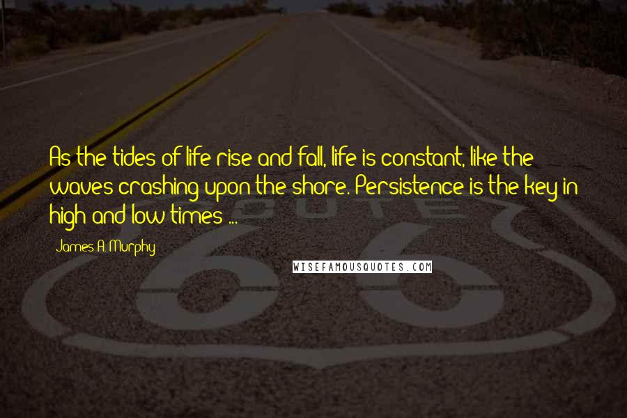 James A. Murphy Quotes: As the tides of life rise and fall, life is constant, like the waves crashing upon the shore. Persistence is the key in high and low times ...