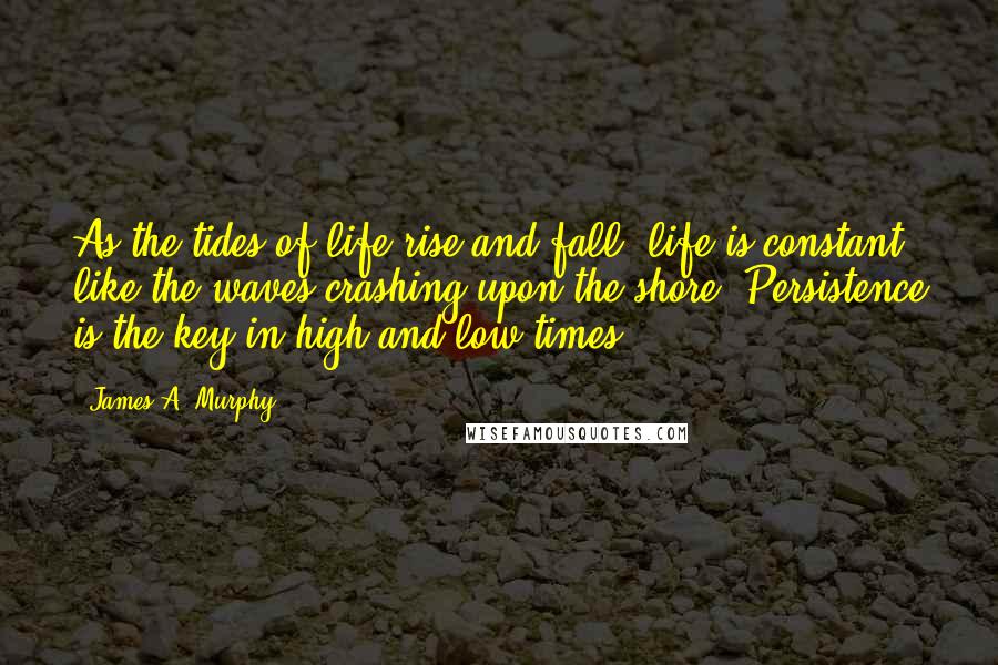 James A. Murphy Quotes: As the tides of life rise and fall, life is constant, like the waves crashing upon the shore. Persistence is the key in high and low times ...