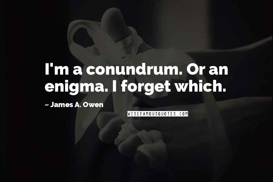 James A. Owen Quotes: I'm a conundrum. Or an enigma. I forget which.