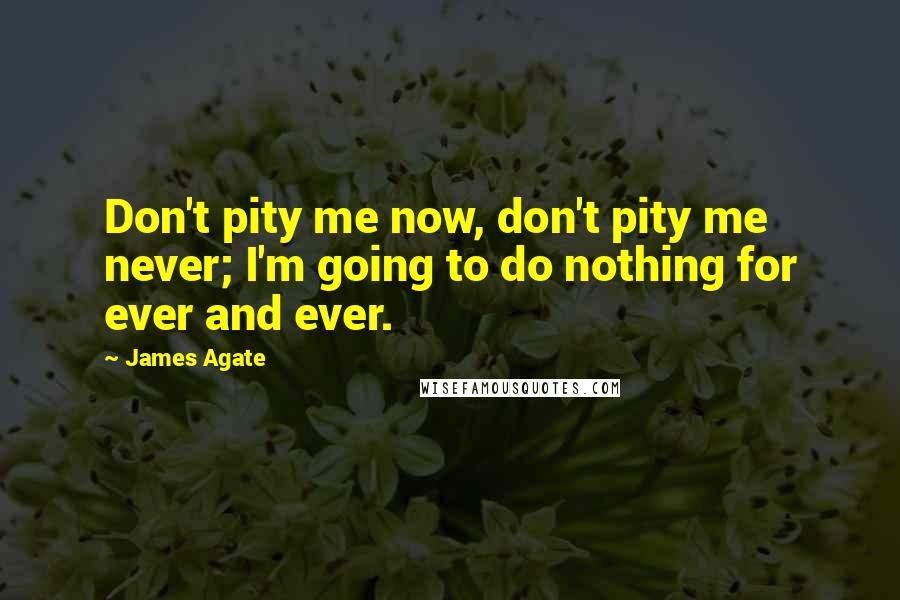 James Agate Quotes: Don't pity me now, don't pity me never; I'm going to do nothing for ever and ever.