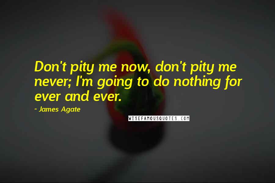 James Agate Quotes: Don't pity me now, don't pity me never; I'm going to do nothing for ever and ever.