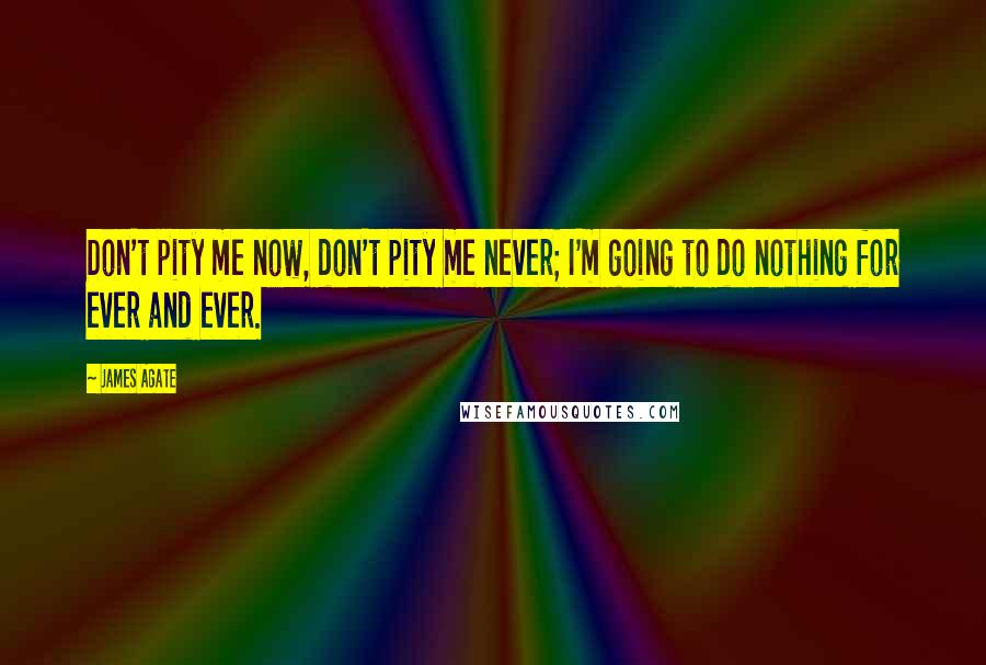 James Agate Quotes: Don't pity me now, don't pity me never; I'm going to do nothing for ever and ever.