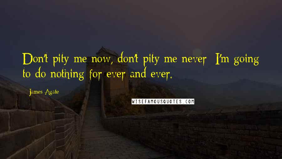 James Agate Quotes: Don't pity me now, don't pity me never; I'm going to do nothing for ever and ever.