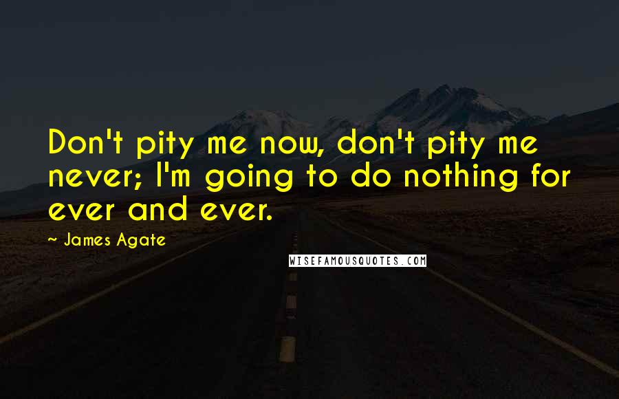 James Agate Quotes: Don't pity me now, don't pity me never; I'm going to do nothing for ever and ever.
