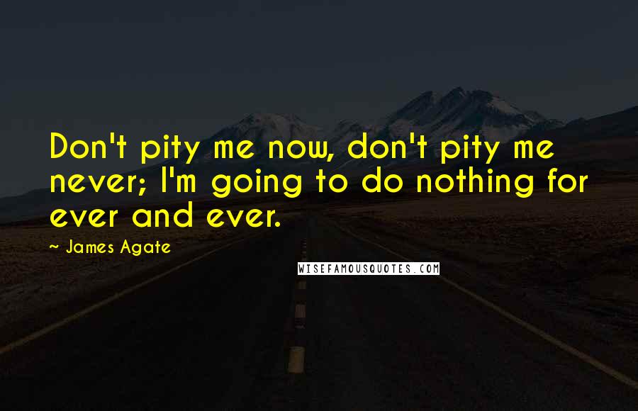 James Agate Quotes: Don't pity me now, don't pity me never; I'm going to do nothing for ever and ever.