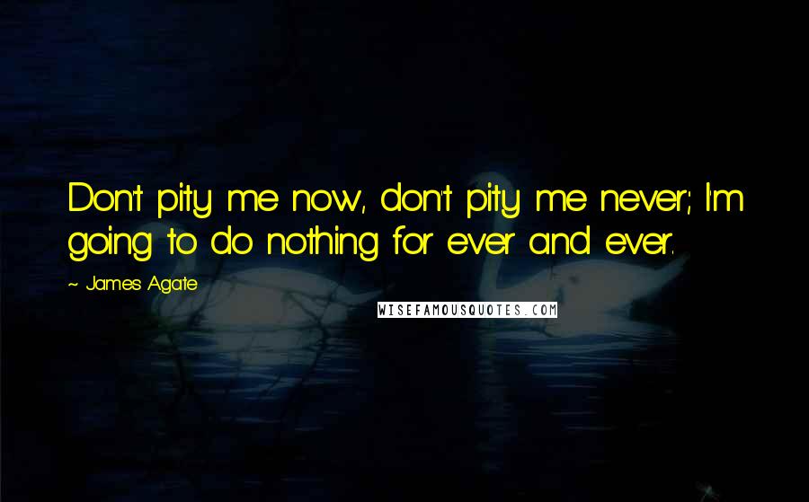 James Agate Quotes: Don't pity me now, don't pity me never; I'm going to do nothing for ever and ever.