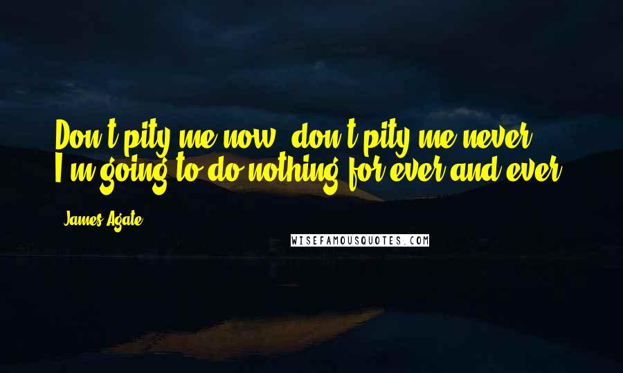 James Agate Quotes: Don't pity me now, don't pity me never; I'm going to do nothing for ever and ever.