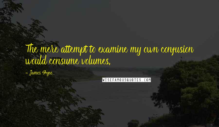 James Agee Quotes: The mere attempt to examine my own confusion would consume volumes.