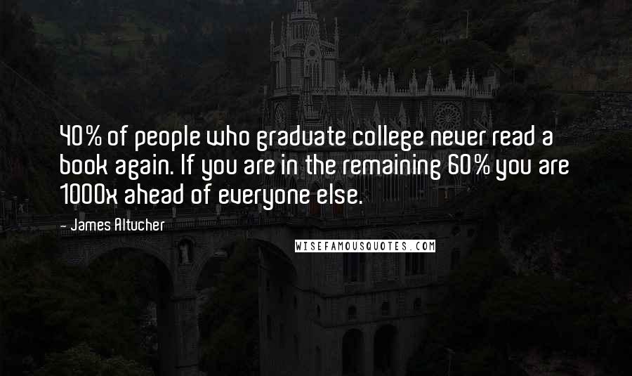 James Altucher Quotes: 40% of people who graduate college never read a book again. If you are in the remaining 60% you are 1000x ahead of everyone else.