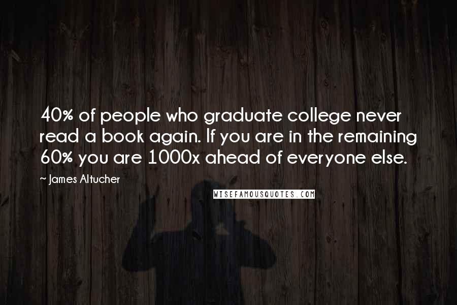 James Altucher Quotes: 40% of people who graduate college never read a book again. If you are in the remaining 60% you are 1000x ahead of everyone else.