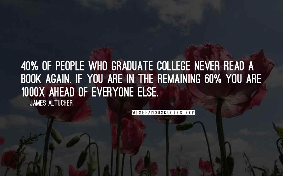 James Altucher Quotes: 40% of people who graduate college never read a book again. If you are in the remaining 60% you are 1000x ahead of everyone else.