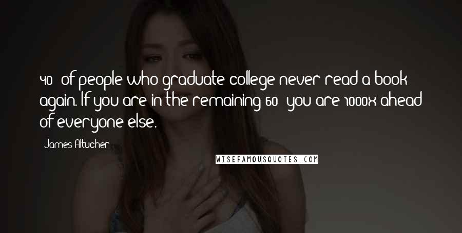 James Altucher Quotes: 40% of people who graduate college never read a book again. If you are in the remaining 60% you are 1000x ahead of everyone else.