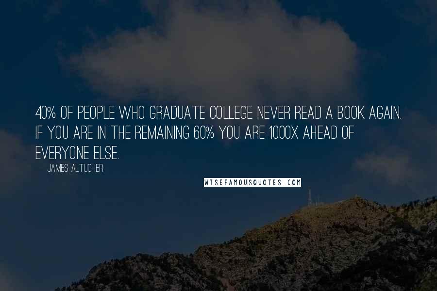 James Altucher Quotes: 40% of people who graduate college never read a book again. If you are in the remaining 60% you are 1000x ahead of everyone else.