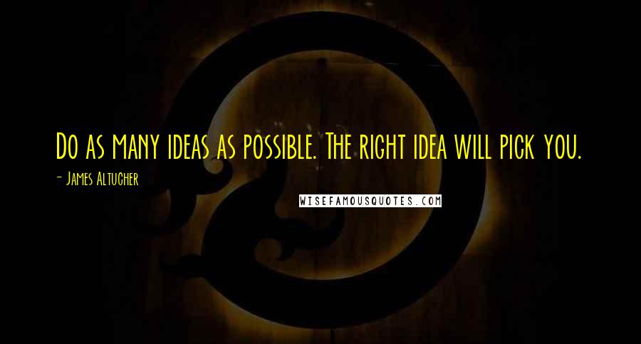 James Altucher Quotes: Do as many ideas as possible. The right idea will pick you.