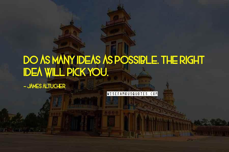 James Altucher Quotes: Do as many ideas as possible. The right idea will pick you.