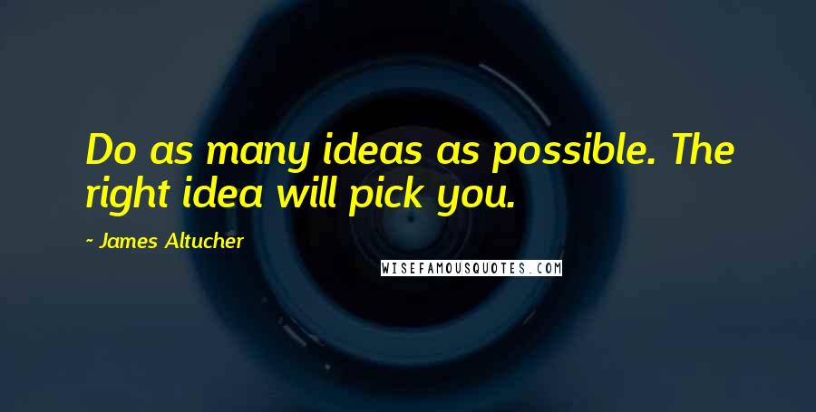 James Altucher Quotes: Do as many ideas as possible. The right idea will pick you.