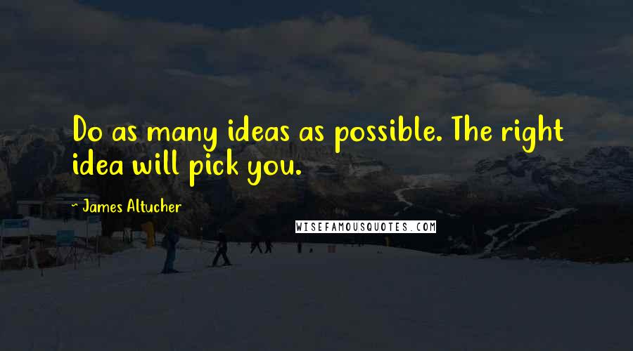 James Altucher Quotes: Do as many ideas as possible. The right idea will pick you.