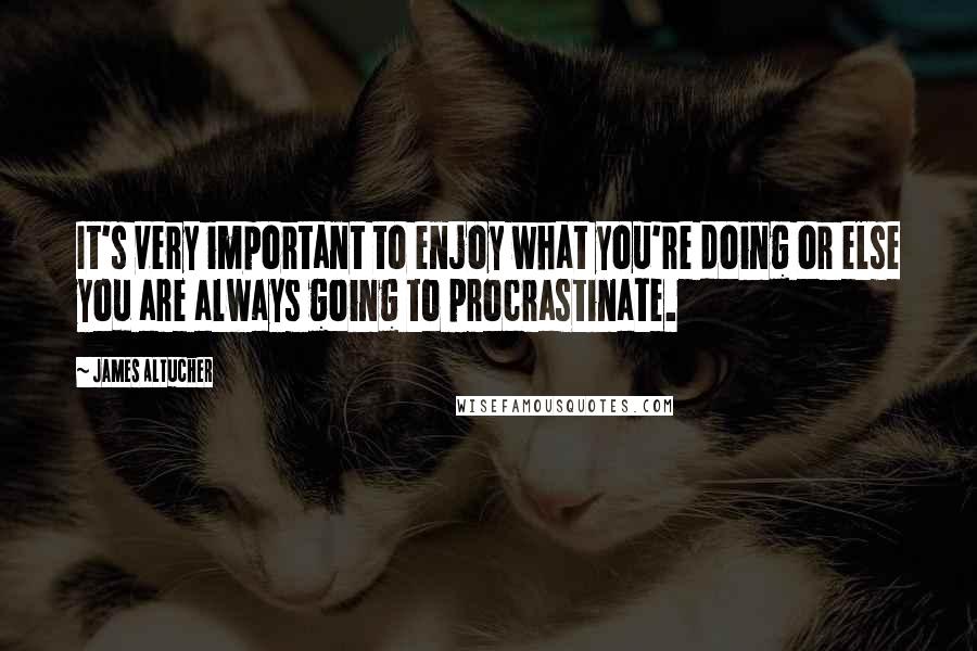 James Altucher Quotes: It's very important to enjoy what you're doing or else you are always going to procrastinate.