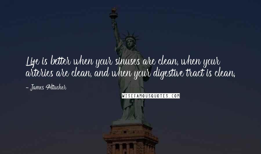 James Altucher Quotes: Life is better when your sinuses are clean, when your arteries are clean, and when your digestive tract is clean.