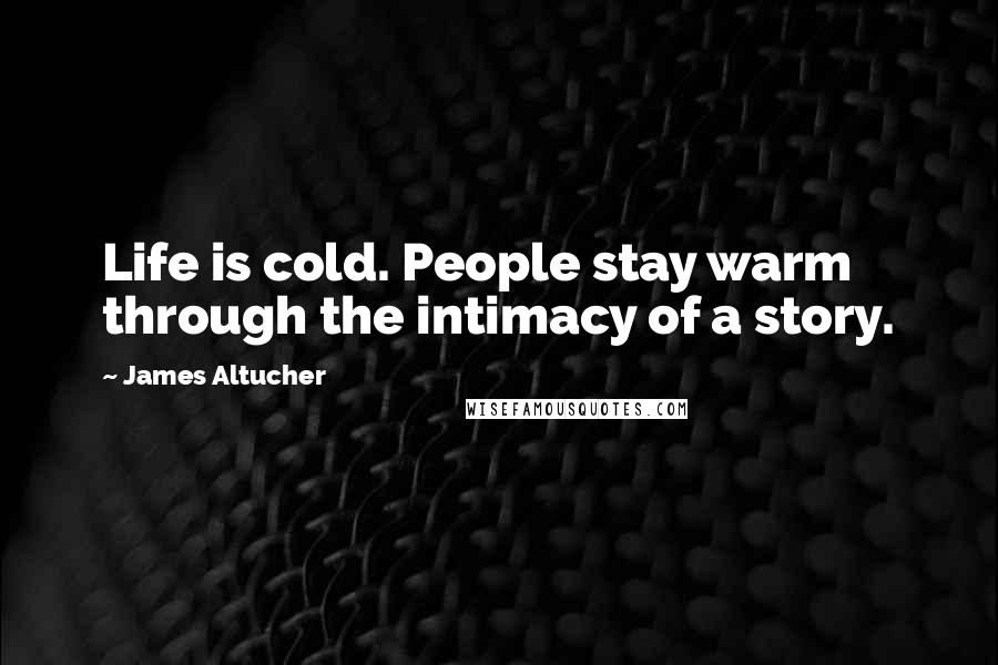 James Altucher Quotes: Life is cold. People stay warm through the intimacy of a story.