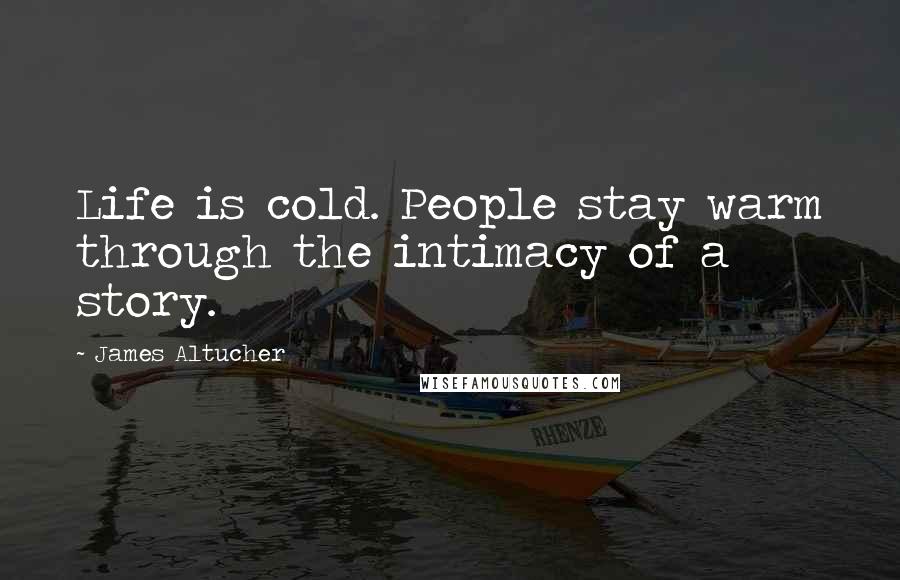 James Altucher Quotes: Life is cold. People stay warm through the intimacy of a story.