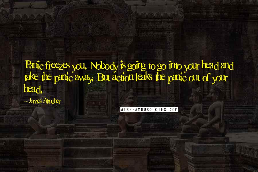 James Altucher Quotes: Panic freezes you. Nobody is going to go into your head and take the panic away. But action leaks the panic out of your head.