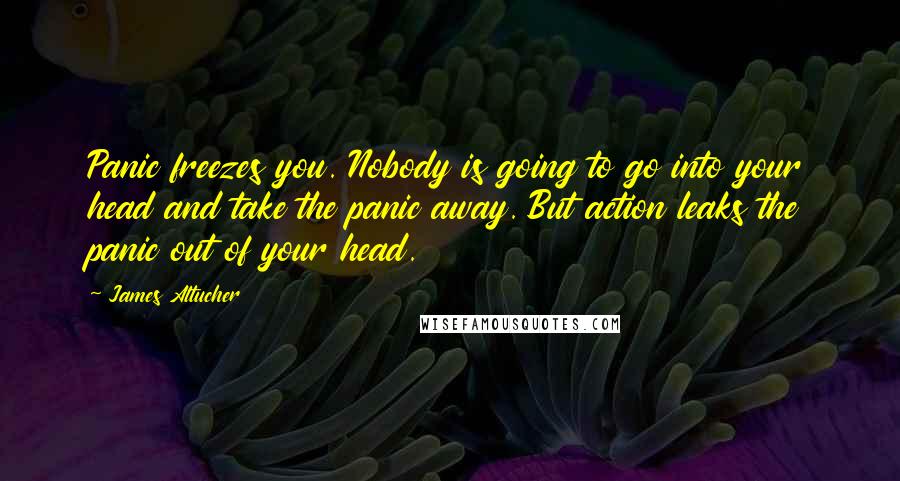 James Altucher Quotes: Panic freezes you. Nobody is going to go into your head and take the panic away. But action leaks the panic out of your head.