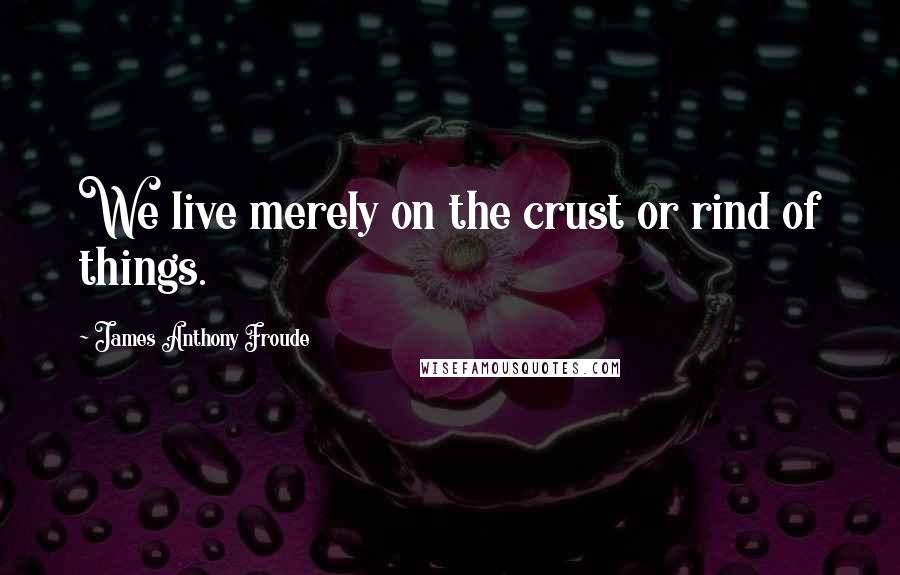 James Anthony Froude Quotes: We live merely on the crust or rind of things.