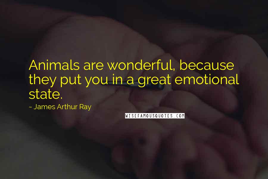 James Arthur Ray Quotes: Animals are wonderful, because they put you in a great emotional state.