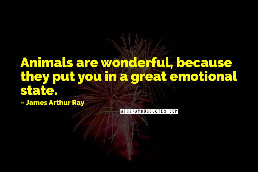 James Arthur Ray Quotes: Animals are wonderful, because they put you in a great emotional state.