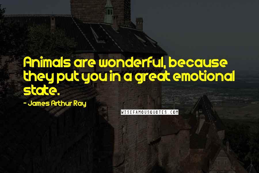 James Arthur Ray Quotes: Animals are wonderful, because they put you in a great emotional state.