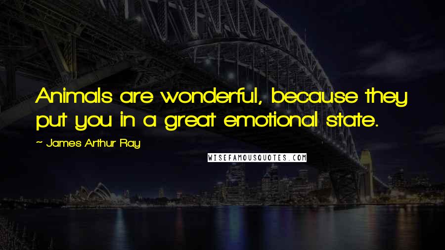 James Arthur Ray Quotes: Animals are wonderful, because they put you in a great emotional state.