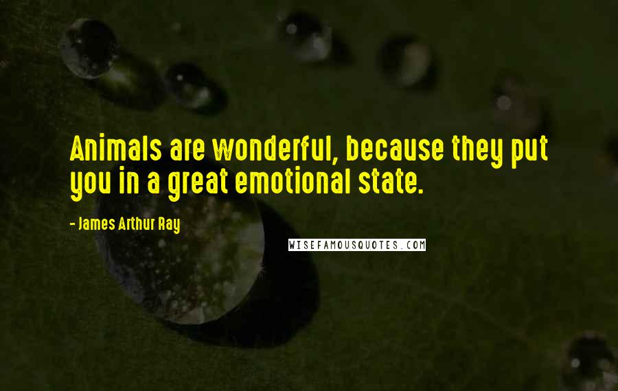 James Arthur Ray Quotes: Animals are wonderful, because they put you in a great emotional state.