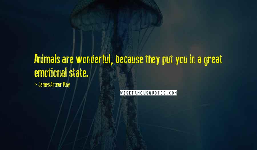 James Arthur Ray Quotes: Animals are wonderful, because they put you in a great emotional state.